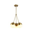 Powell - 3-Light Chandelier with White Globes, Aged Brass
